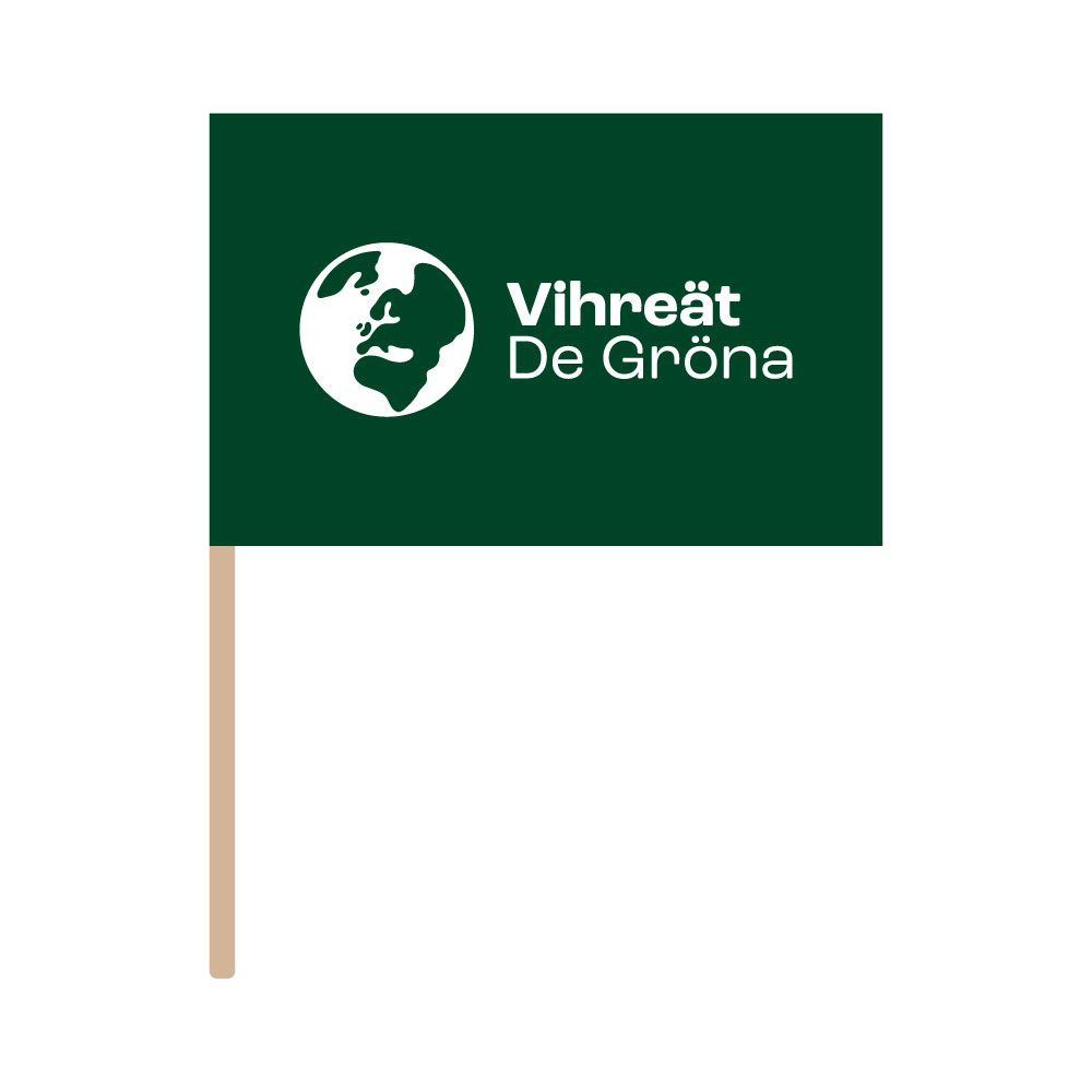 Vihreät heilutuslippu puisella varrella
